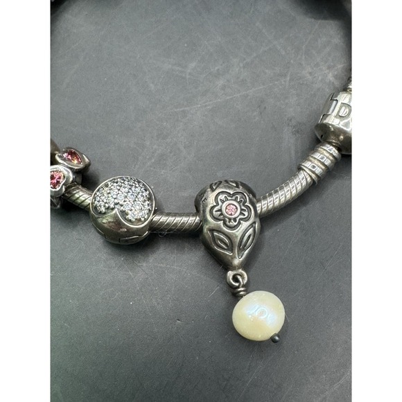 Pandora .925 Sterling Silver Bracelet With 14 Charms & Original Pandora Box - Picture 8 of 9